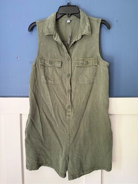 Aerie Sleeveless Utility Romper in Olive Green NWT